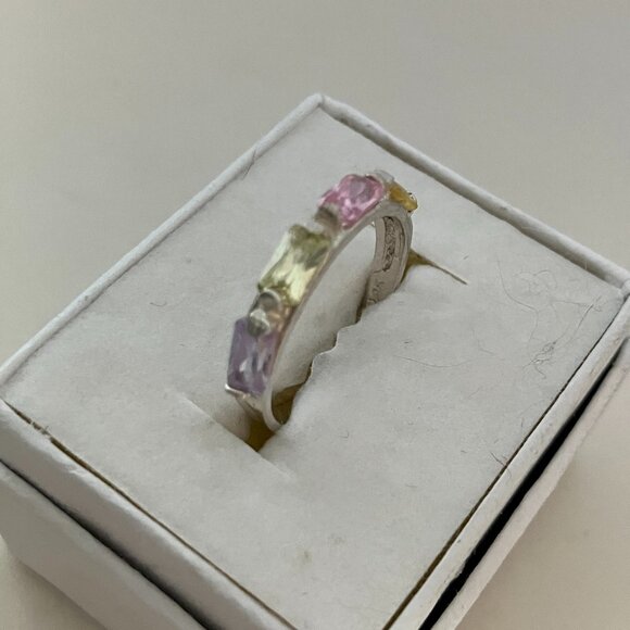 Amethyst, Peridot, Pink Topaz, Citrine 925 Sterling Silver ring, Size 6 - Picture 4 of 6